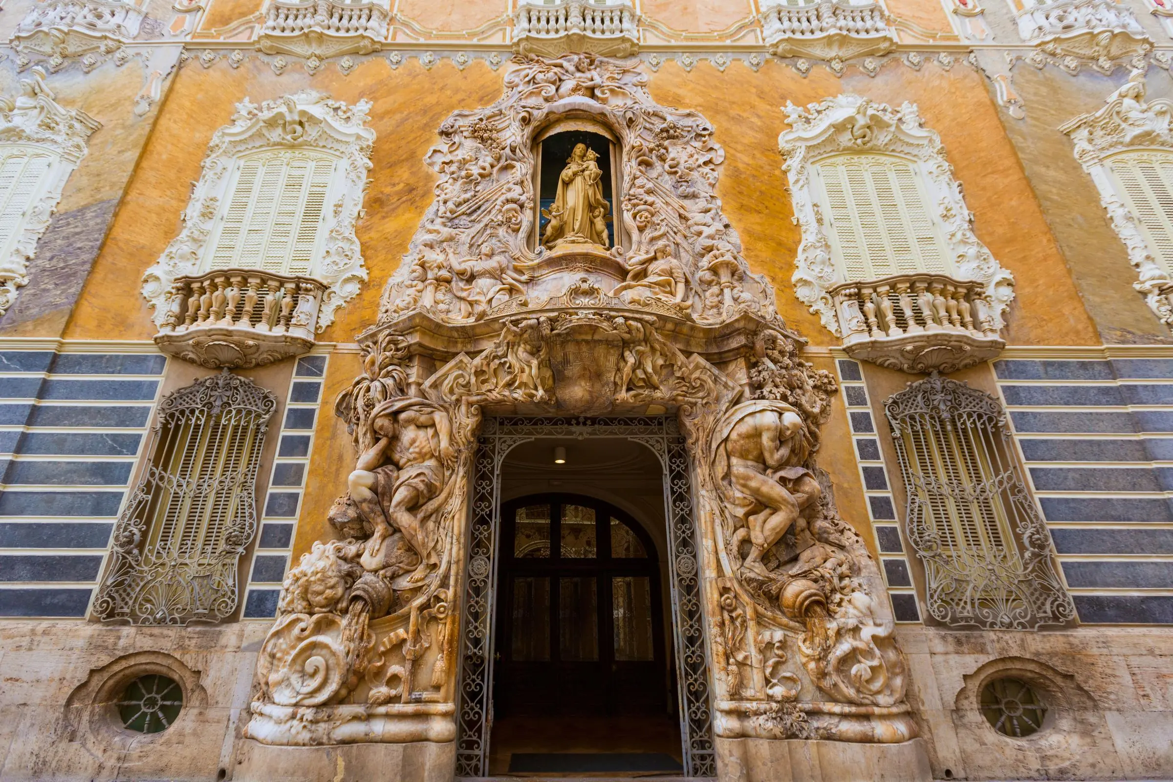 The ornate alabaster entrance portal of the Marqués de Dos Aguas Palace in Valencia